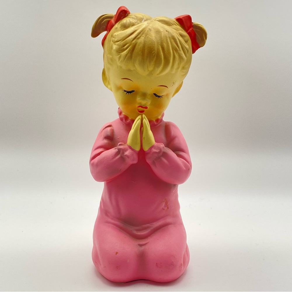 Vintage Norleans Japan Praying Girl Ceramic 7" Retro Childhood Bedtime